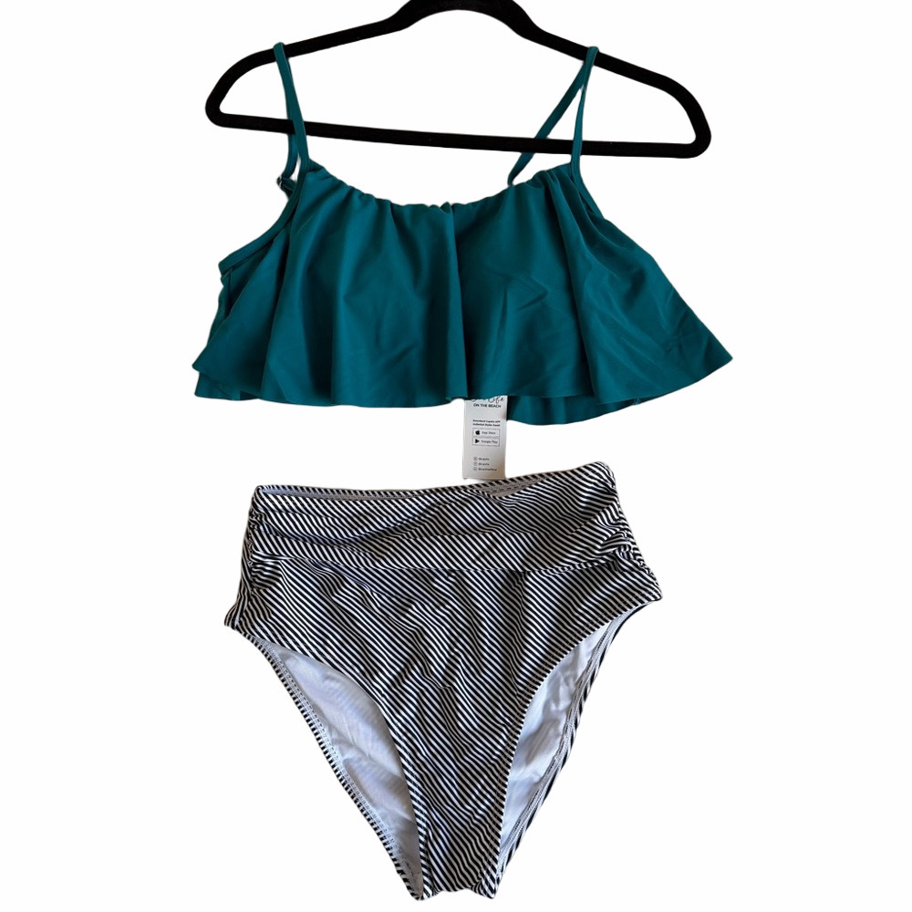 Cupshe NEW Women's Two Piece Ruffle Top Bikini Size S #26010